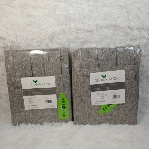 CleanWindow Other - 2x Clean Window Heathered Texture 50x84in Anti-Dust Curtain Grey Tab Panel NEW